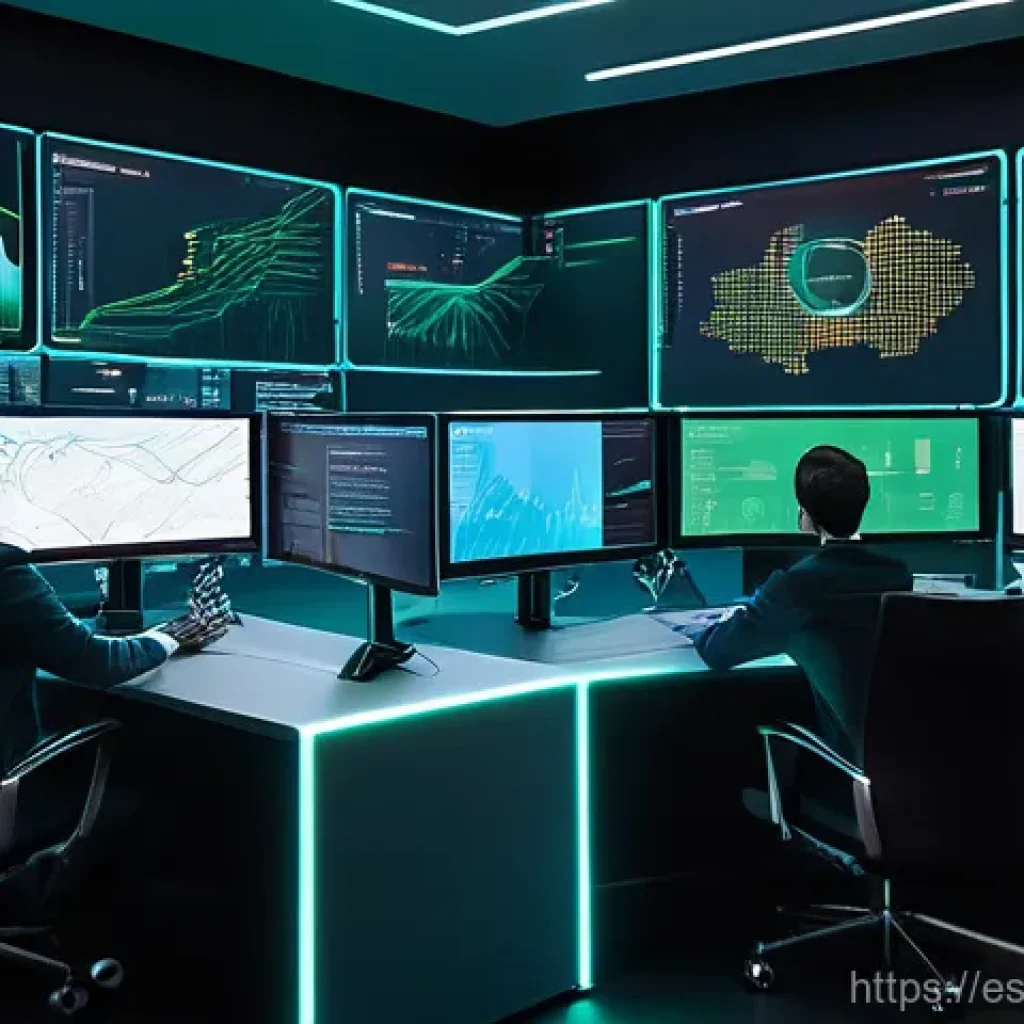 CI CD 파이프라인의 CI CD 도구 비교 - **Prompt**: "A futuristic and high-tech command center. In the foreground, a diverse team of softwar...