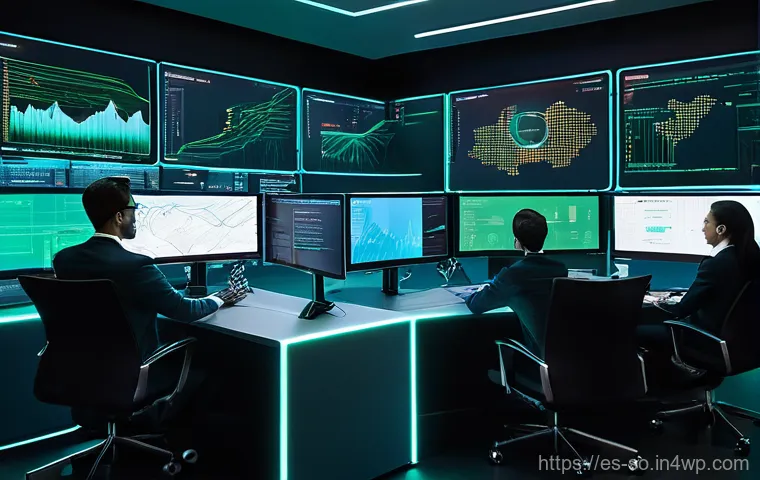 CI CD 파이프라인의 CI CD 도구 비교 - **Prompt**: "A futuristic and high-tech command center. In the foreground, a diverse team of softwar...
