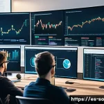 Home 21 CI CD 파이프라인 구축을 위한 인프라 설계 - A modern software development team collaborating in a bright, spacious office with large monitors di...