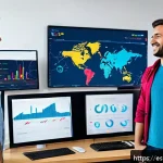 Home 19 CI CD 파이프라인 성과 측정 지표 - A modern software development team in a vibrant Latin American office, collaborating enthusiasticall...
